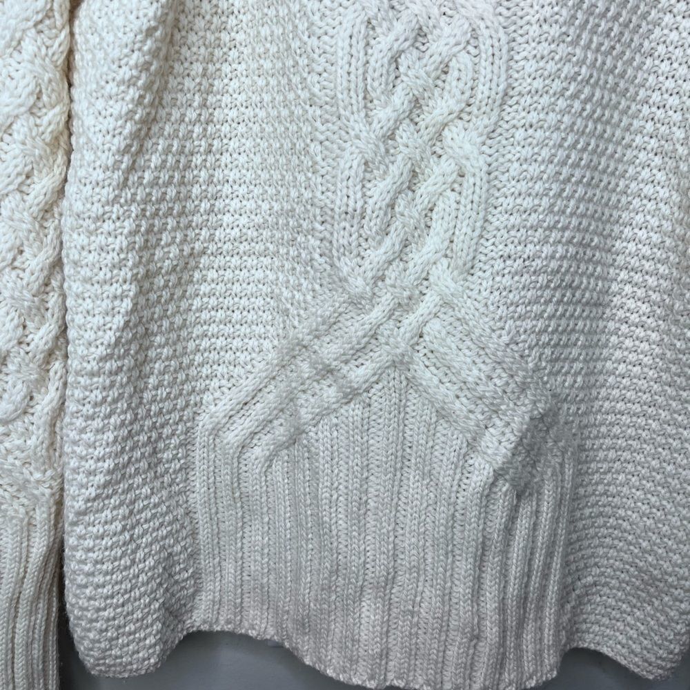 Aran Cream Cable Knit Cardigan Sweater Size Medium - Picture 6 of 10